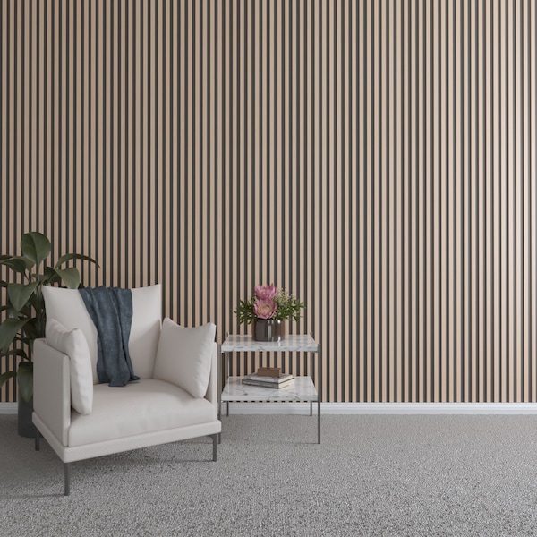 Ekena Millwork 48H x 1/4T Adjustable Wood Slat Wall Panel Kit w/ 1W Slats, Alder contains 42 Slats SWW84X48X0250AL - main